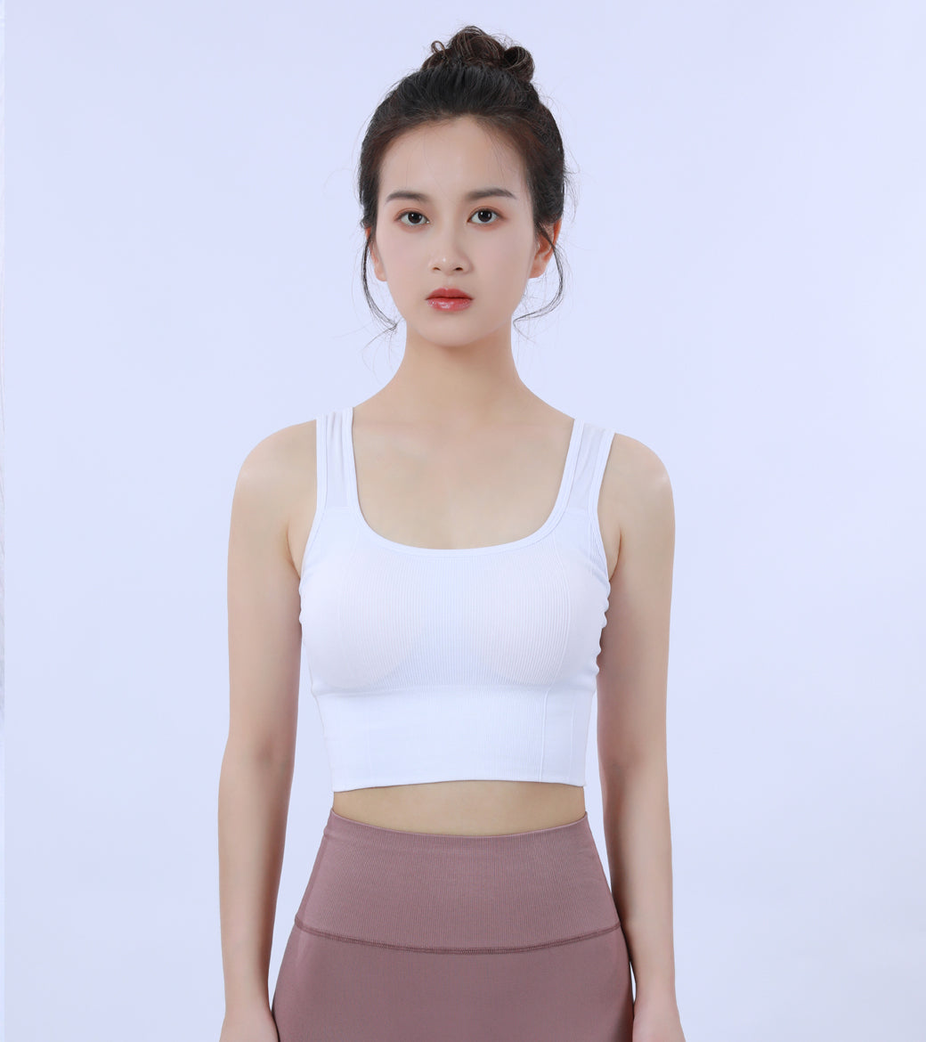 LOVESOFT Women's Seamless Scoop Neck Pullover Style Crops Yoga Bra