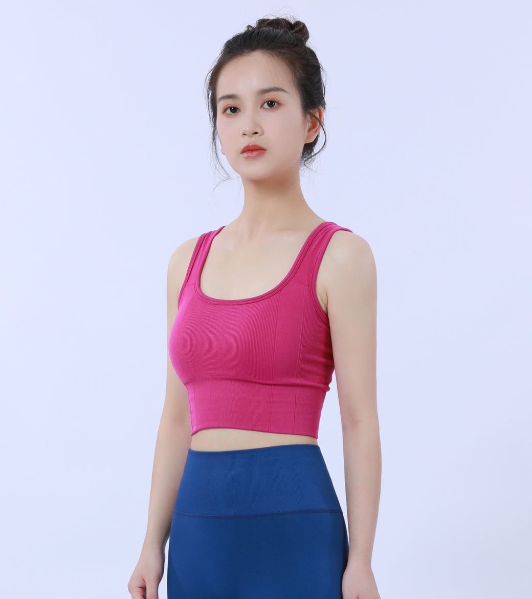 LOVESOFT Women's Seamless Scoop Neck Pullover Style Crops Yoga Bra