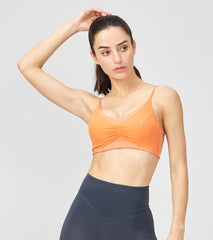 LOVESOFT Women's Lycra Orange Mesh Fitness Running Yoga Bra