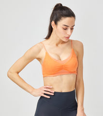 LOVESOFT Women's Lycra Orange Mesh Fitness Running Yoga Bra