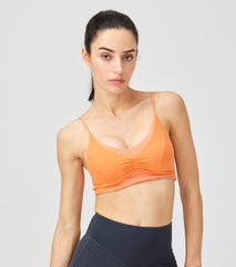 LOVESOFT Women's Lycra Orange Mesh Fitness Running Yoga Bra