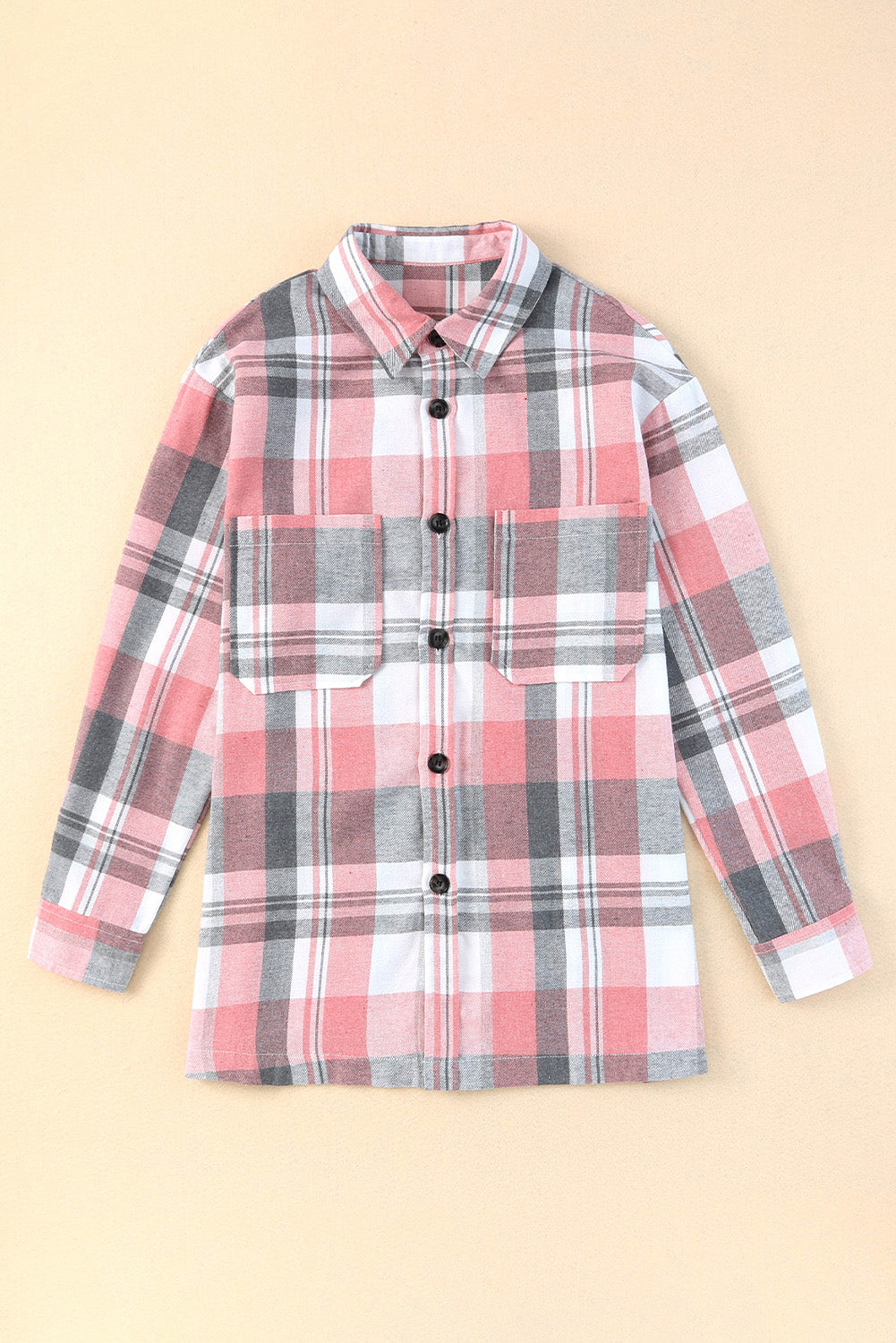 Pink Plaid Button Up Patch Pocket Shirt