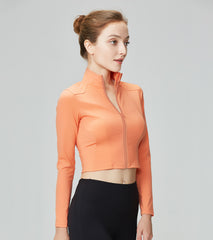 LOVESOFT Women Zip Fitness Yoga Jacket Activewear Coats-Orange