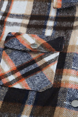 Geometric Plaid Print Pocketed Shacket