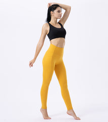 LOVESOFT Honey Yellow High Waist Yoga Leggings With Side Pockets