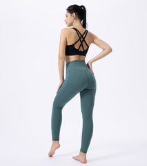 LOVESOFT Pine Green High Waist Yoga Leggings With Side Pockets