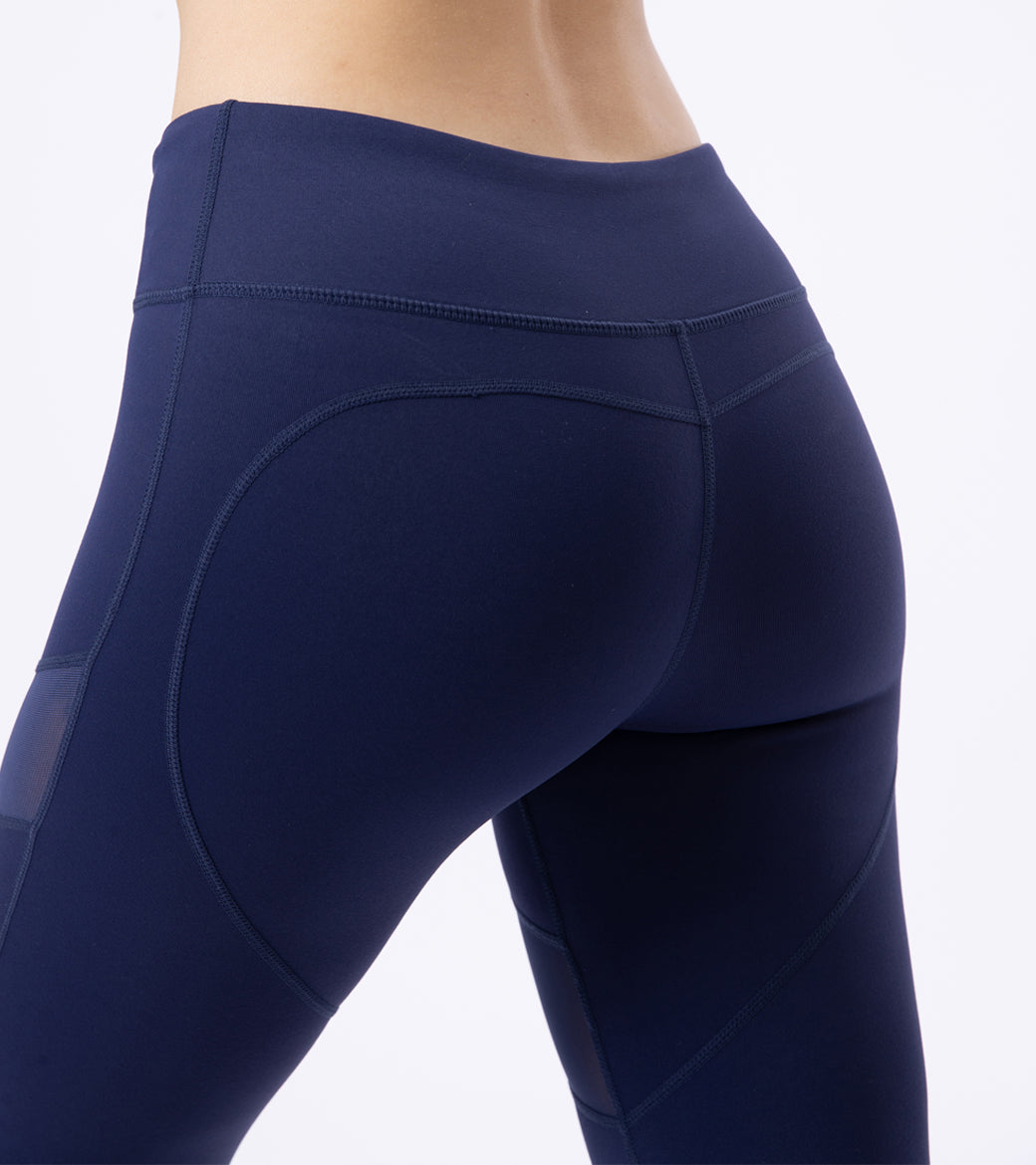 LOVESOFT Blue Mesh Workout High Waist Yoga Pants