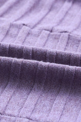 Purple Ribbed Open Front Knit Cardigan