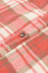 Red Sherpa Sleeve Plaid Print Shacket