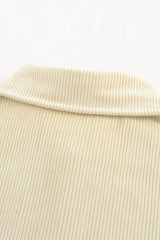 Beige Pocketed Button Ribbed Textured Shacket