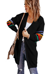 Black Striped Balloon Sleeve Cardigan